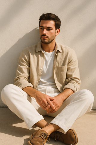 Francesco Men Natural Linen Beige Sand Shirt