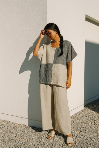 DAY Pure Natural Linen PLEATED WAIST FLOOD PANTS