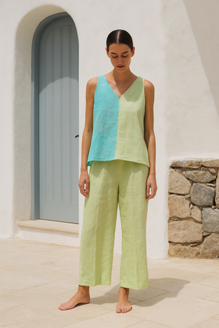 SARALA Pure Natural Linen COLOR BLOCK CO-ORD SET