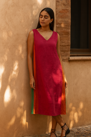 ARALA PURE NATURAL LINEN SLEEVELESS CLASSIC DRESS