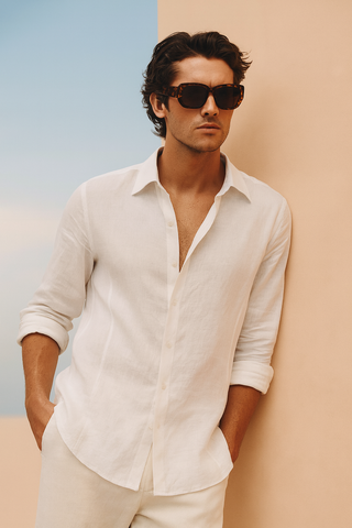 FABULOUS! RIVIERA Men Linen Shirt White  — Where Mediterranean Elegance Meets Modern Menswear