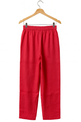 ESTELLE PURE NATURAL LINEN PANT WITH ZIPPER AND BUTTON