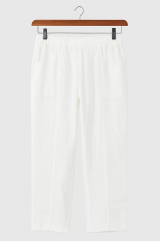 HAZEL PURE NATURAL LINEN PRINCESS CUT FRONT POCKET PANT