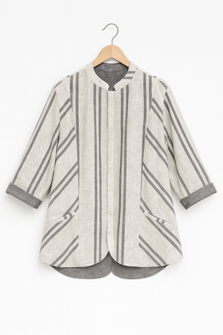 ISABELLA REVERSIBLE LUXE PURE LINEN JACKET – Effortless Two-Way Style P C Crafts