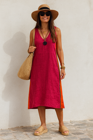 ARALA PURE NATURAL LINEN SLEEVELESS CLASSIC DRESS
