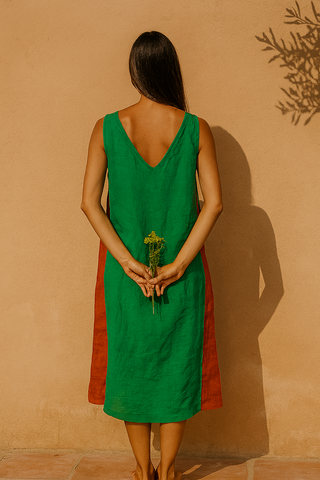 ARALA PURE NATURAL LINEN SLEEVELESS CLASSIC DRESS