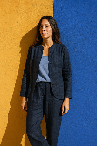 Sophia Pure Natural Linen Jacket and Pant Co-ORD Set.
