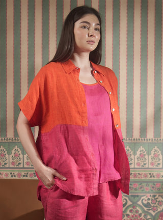 VIVA PURE NATURAL LINEN COLOR BLOCK SHIRT