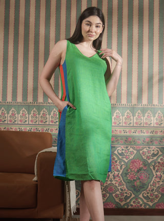 ARALA PURE NATURAL LINEN SLEEVELESS CLASSIC DRESS