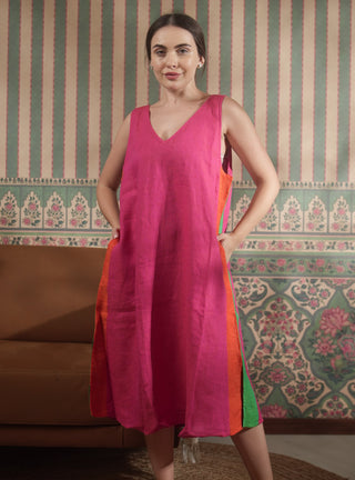 ARALA PURE NATURAL LINEN SLEEVELESS CLASSIC DRESS