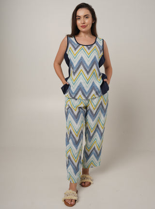 SERA PURE NATURAL LINEN OCEANIC ZIGZAG Co-ord Set