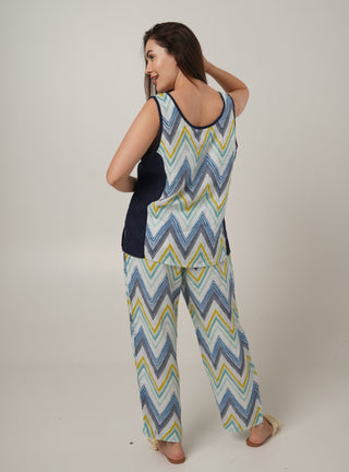 SERA PURE NATURAL LINEN OCEANIC ZIGZAG Co-ord Set