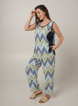 SERA PURE NATURAL LINEN OCEANIC ZIGZAG Co-ord Set