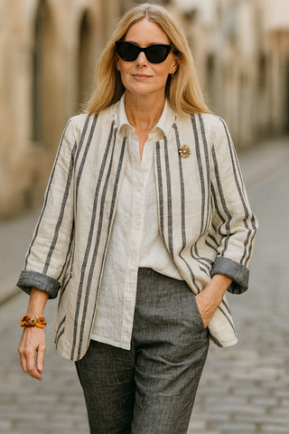 ISABELLA REVERSIBLE LUXE PURE LINEN JACKET – EFFORTLESS TWO WAY STYLE