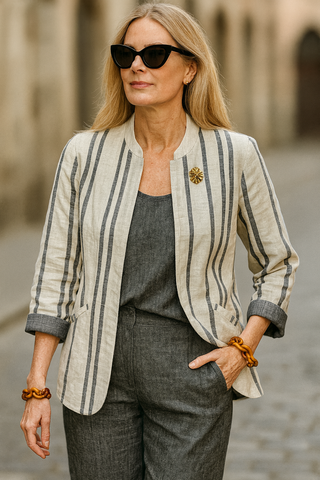 ISABELLA REVERSIBLE LUXE PURE LINEN JACKET – EFFORTLESS TWO WAY STYLE