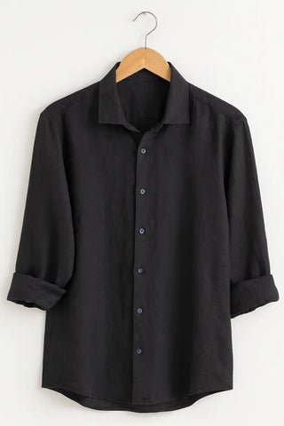 RIVIERA Men Linen Shirt Black — Where Mediterranean Elegance Meets Modern Menswear P C Crafts