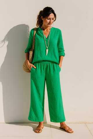 Lucia Pure Natural Linen SOLID COLOR SHIRT