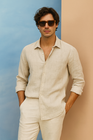 FABULOUS! RIVIERA Men Linen Shirt Natural — Where Mediterranean Elegance Meets Modern Menswear