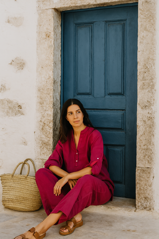 Lucia Pure Natural Linen SOLID COLOR SHIRT