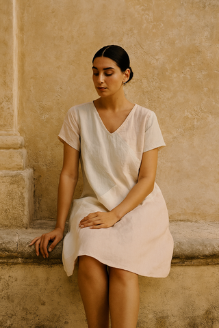 ARIA PURE NATURAL LINEN SLEEVE DRESS